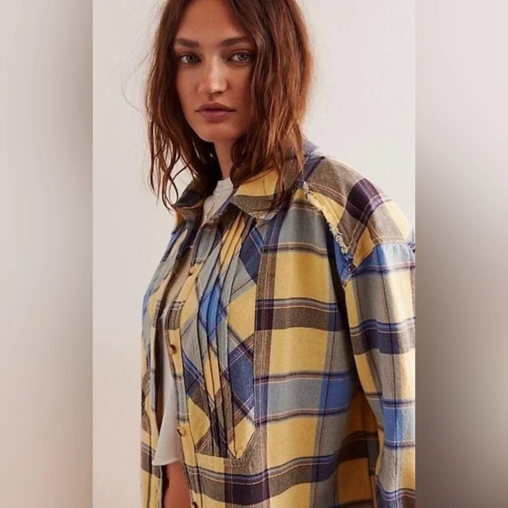 NWT Free People Layla Plaid Shirt